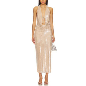 Lovers And Friends 'Stevie' Tan Sequin Midi Dress Size M - NWT